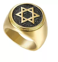 Anillo De Oro Punk Para Hombre Anillo Con Estrella De David