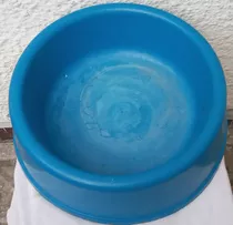 Plato Comida Mascota 25 Cm Diámetro Plástico Azul.