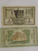 Alemanha 2 Notgeld Wiesbaden 2 / 10 Milhões 1923