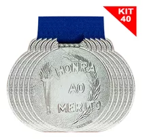 Conjunto Medalhas 40un Honra Ao Mérito Rapido Cor Prata