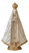 Nossa Senhora Aparecida 22cm Gesso Catolico Bordado Dourado