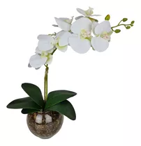Arranjo Orquídea Silicone Artificial Toque Real 3d Vaso
