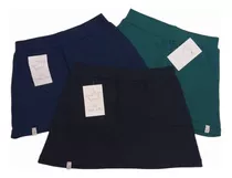 Pollera Pantalon Colegial Algodon Y Elastanot. 4 Al 16 Azul