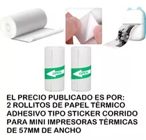 Papel Termico Adhesivo Sticker Corrido Mini Impresoras 57mm 