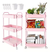 Carrito Organizador Multiusos 3 Niveles Con Ruedas-rosa