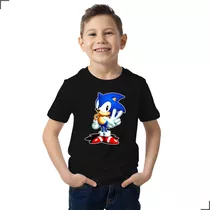 Camiseta 100%algodão Personagem Sonic The Hedgehog Kids Game