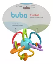 Chocalho Buba Baby Chocalho E Mordedor Brinquedo Para Bebê Fruit Ball Buba - Cinza