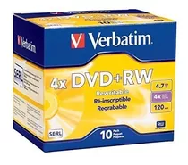 Verbatim Dvd+rw 4.7gb 4x With Branded Surface 10pk