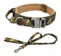 Collar Táctico Perro Camuflaje L 43 A 50 Cm + Correa Táctica