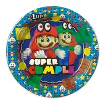 6 Platos Super Mario Bros Cotillón Cumpleaños 