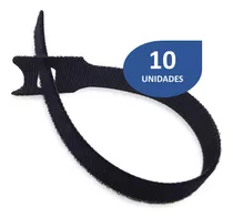 Cinta Velcro 20 Cm Color Negro Amarra Cable 10 Und