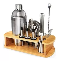 Kit Bartender Profesional Set Coctelera 16 Piezas Bar Madera