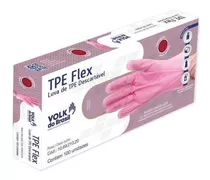 Luvas Descartáveis Volk Do Brasil Flex Cor Rosa Tamanho  G De Elastômero Termoplástico X 100 Unidades 