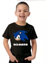 Remera Algodon Niño Sonic Personalizada Con Nombre 
