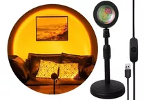 Lampara Velador Proyector Atardecer 360º Sunset Usb Con Base Color De La Estructura Negro Color De La Pantalla Translucida