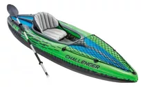 Kayak Inflable Challenger 1 Persona + Remo + Inflador Intex Color Verde