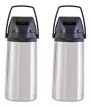 Garrafa Térmica 1,3 L Inox Kit 2 Un Líquidos Quente Frio Cor Prateado