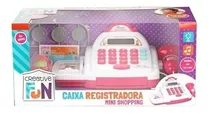 Caixa Registradora Infantil Rosa Som E Luz, Leitor E Frutas Cor Branco E Rosa