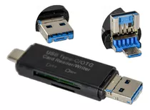 Lectora Tarjeta Adaptador 3en1 Micro + Usb + Usb C / Sd Htec