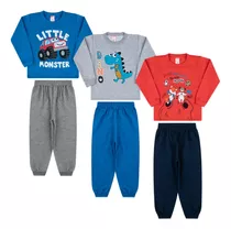 3 Conjunto Infantil Menino Masculino Criança Atacado Inverno