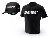 Remera + Gorra Personal De Seguridad 100% Algodón Combo