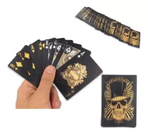 Baralho Ouro 24k Folheado Poker Truco Prova D' Água Preto