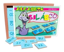 Jogo Educativo Alfabeto Silábico Simque 149 Peças Mdf 