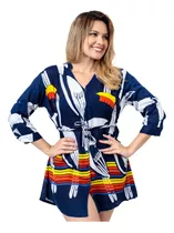 Saída Praia Feminina Camisão Kimono Bata M G Gg Eg Plus Size