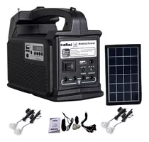 Kit Solar Portátil+panel Solar+4 Focos+radio Fm/ Cafini