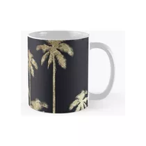 Taza Glamorous Gold Tropical Palm Trees En Negro Calidad Pre