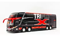 Miniatura Ônibus Triplo X G7 Dd 4 Eixos 30 Centímetros. Pret