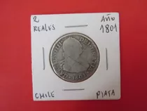 Moneda Chile 2 Reales Plata Epoca Colonial Año 1801 Escasa