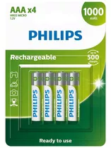 04 Pilhas Aaa Philips Recarregável 1000mah 3a Palito 1 Cartela