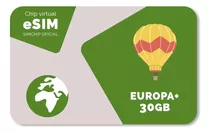 Esim Europa Especial +40 Países - 30gb - 365 Dias