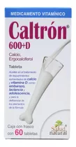 Calcio Vitamina D 60 Tabletas Caltrón 600 D Salud Natural Sabor Sin Sabor