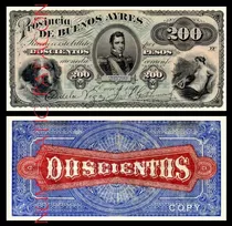 Billete 200 Pesos Moneda Corriente Bs As 1869 - Copia 495