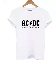 Polera Ac Dc Logo Banda Back In Black Unisex Calidad Rock