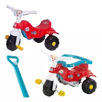 Triciclo Infantil Motoca Menino Velotrol C/ Haste E Aro Azul