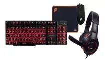 Teclado Semi Mecanico Headset Fone Mouse Mousepad P/ Pc Usb Cor Do Mouse Preto Cor Do Teclado Preto