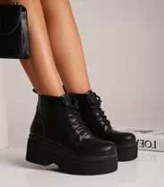 Borcegos Mujer Botas Plataforma Negros Comodos Nebraska