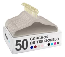 50 Ganchos Para Ropa Terciopelo Antideslizante Premium Color Beige