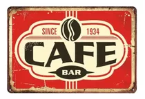 Poster Retro Placa Vintage Metalico - Since 1934 Cafe Bar