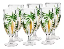 Conjunto 6 Taças De 450ml Cristal Wolff Palm Tree Coqueiros