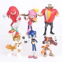 Set 6 Figuras De Sonic Tails Knuckles Amy De Colección