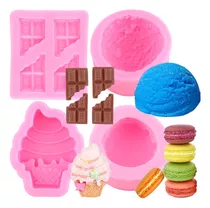 4pcs Molde Silicon Macarron Bola De Helado Fondant Chocolate