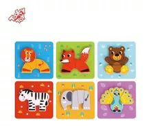 Kit Com 6 Brinquedo Educativo Quebra Cabeça Infantil Animais