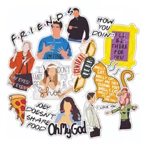 Pack Stickers Calcos Vinilos Serie Friends - Termo Notebook 