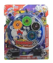 Beyblade Kit C 4 + Arena + 2 Lançador + 4 Bicos Extra Led