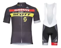 Conjunto Ciclismo Tricota Scott Pro Calza Acolchado Tirantes