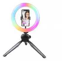 Aro Selfie Luz Led 26cm Rgb + Mini Trípode Mesa Celular Usb 